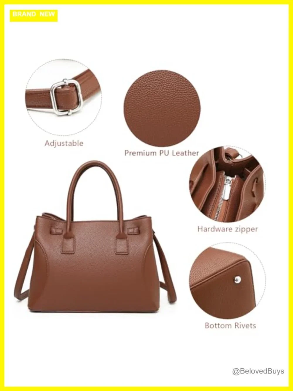 Vegan Leather Top Handle Satchel Hobo Shoulder Work Tote Handbag